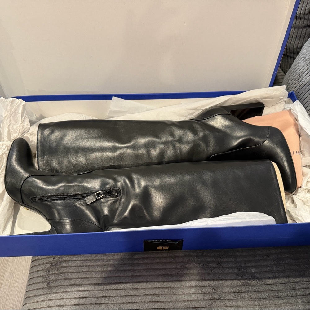 Stuart Weitzman Vida 100 Knee High Boot Black 7.5 B New With Box - Picture 6 of 7